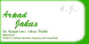 arpad jakus business card